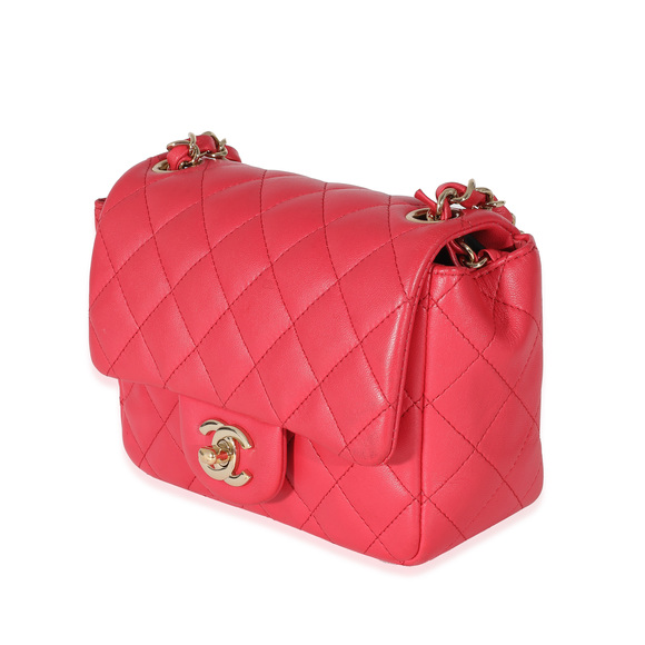 Chanel Dark Pink Quilted Lambskin Mini Square Flap Bag - Picture 3 of 7